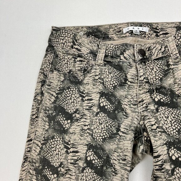 Cabi Diamondback Snake Print Slim Jeans Womens Size 4 Beige/Gray Stretch - Picture 4 of 9